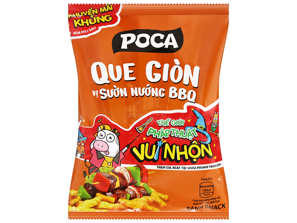 Snack que giòn vị sườn nướng BBQ Poca gói 60g